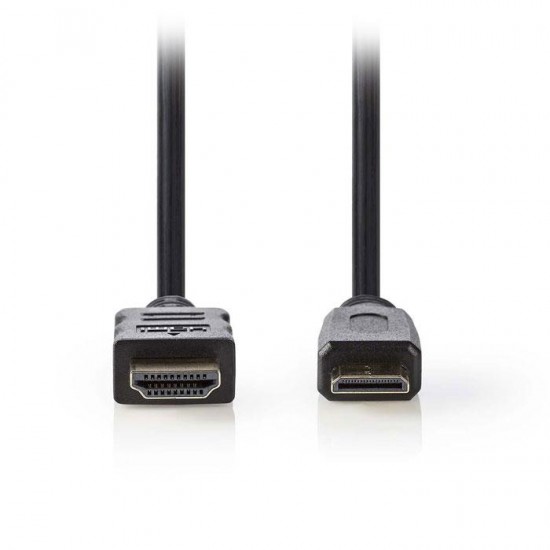 Καλώδιο High speed HDMI with Ethernet, HDMI mini αρσ. - HDMI αρσ. με επίχρυσες επαφές, 2.00m NEDIS CVGP34500BK20