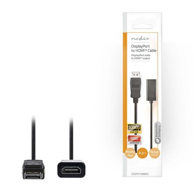 Καλώδιο DisplayPort αρσ. - HDMI θηλ., 0,2m NEDIS CCGP37150BK02