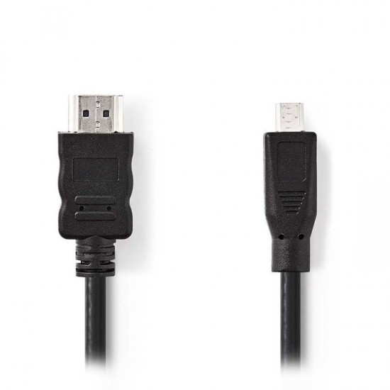 Καλώδιο High speed HDMI with Ethernet, HDMI Micro αρσ. - HDMI αρσ., με επίχρυσες επαφές, 2.00m NEDIS CVGP34700BK20