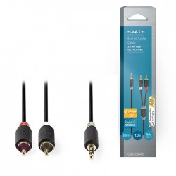 Καλώδιο 2x RCA αρσ. - 3,5mm Stereo αρσ, 1m NEDIS CABW22200AT10 