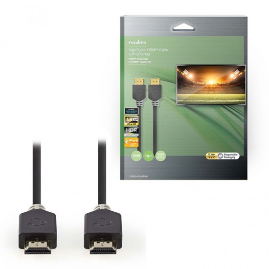 Καλώδιο Premium High Speed HDMI with Ethernet, HDMI αρσ. - HDMI αρσ. 10m NEDIS CVBW34000AT100