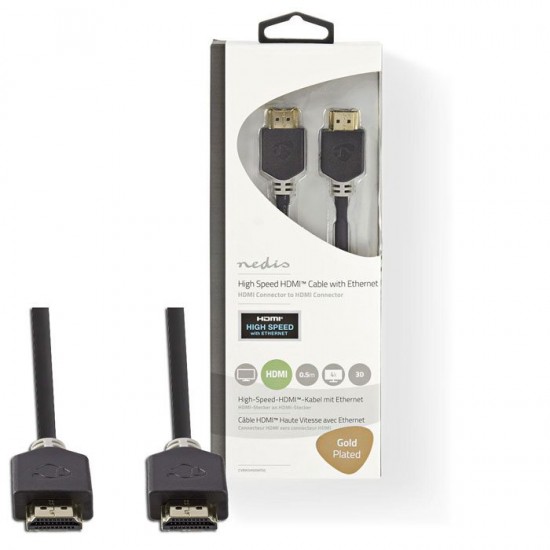 Καλώδιο Premium High speed HDMI with Ethernet, HDMI αρσ. - HDMI αρσ., 0.50m NEDIS CVBW34000AT05