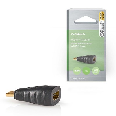 Αντάπτορας High Speed HDMI with Ethernet, HDMI mini αρσ. - HDMI θηλ, με επίχρυσες επαφές NEDIS CVBW34906AT 