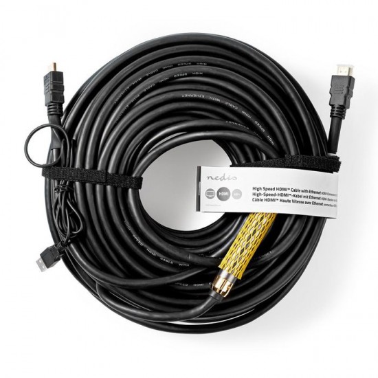 Καλώδιο Premium High Speed HDMI with Ethernet, HDMI αρσ. - HDMI αρσ. 40m με ενσωματωμένο ενισχυτή και επίχρυσες επαφές NEDIS CVGT34620BK400