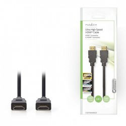 Καλώδιο Ultra High Speed HDMI αρσ. - HDMI αρσ., με επίχρυσες επαφές, 2.00m NEDIS CVGP35000BK20 