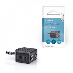 Αντάπτορας 3,5mm Stereo αρσ. - 2x 3,5mm Stereo θηλ., σε μαύρο χρώμα NEDIS CAGB22945BK 