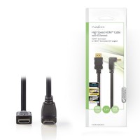 Καλώδιο High speed HDMI with Ethernet, HDMI αρσ. - HDMI αρσ. με γωνία 90°, 1.50m NEDIS CVGP34200BK15 