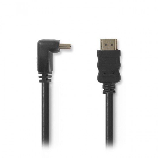 Καλώδιο High speed HDMI with Ethernet, HDMI αρσ. - HDMI αρσ. με γωνία 90°, 1.50m NEDIS CVGP34200BK15