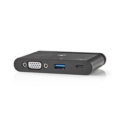 Σταθμός σύνδεσης από USB 3.0 Type-C αρσ. σε USB-C / USB 3.0 / VGA θηλ., σε μαύρο χρώμα 