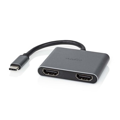 Σταθμός σύνδεσης USB 3.2 Gen 1x1, USB Type-C αρσ. σε 2xHDMI θηλ., με ενσωματωμένο καλώδιο 0.10m 