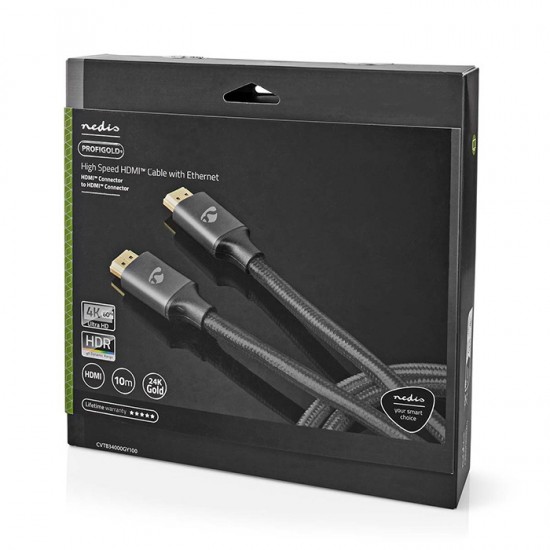 Καλώδιο Premium High speed HDMI with Ethernet, HDMI αρσ. - HDMI αρσ. 10.00m NEDIS CVTB34000GY100