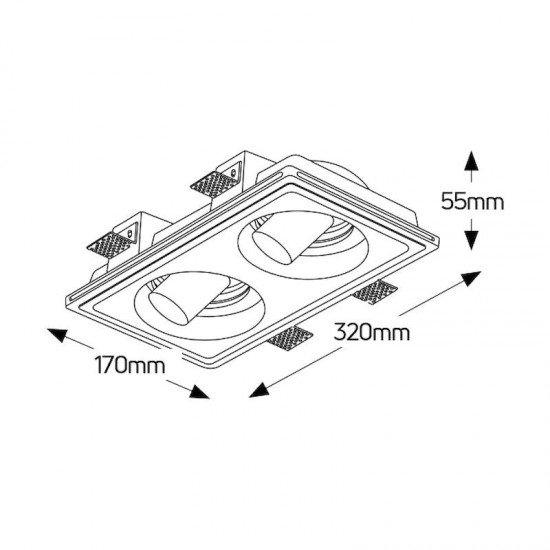 Γύψινο spot ρυθμιζόμενο τετράγωνο 2XGU10 170x170 - FG320170AR