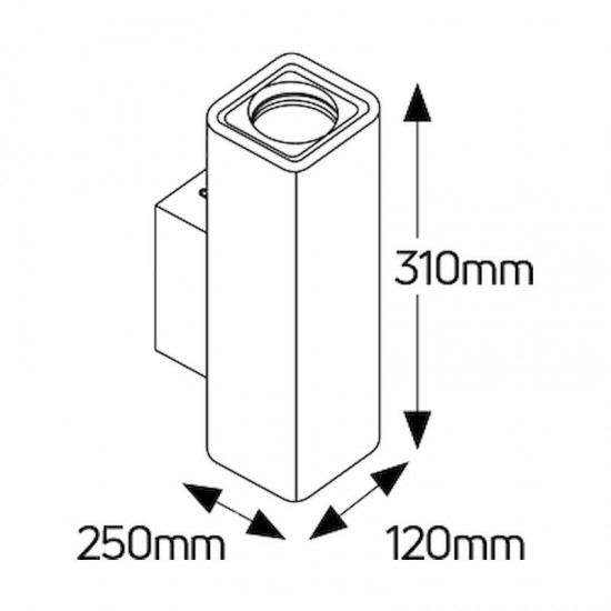 Γύψινο τετράγωνο spot ρυθμιζόμενο 2xGU10 120x310 - FGS310250UD