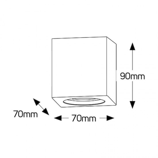 Γύψινο τετράγωνο spot οροφής 1xGU10 70x90 - FGS7090SM