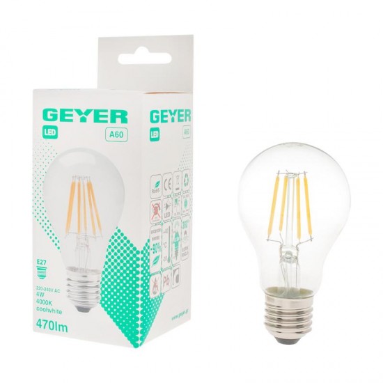 Λάμπα LED Κλασική Filament A60 4W E27 4000K 470lm - LFAC274