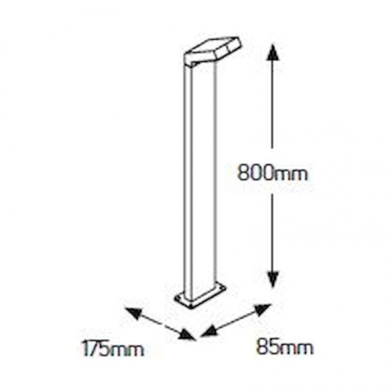 Φωτιστικό LED δαπέδου 6W 3000K 250lm 125x800 IP54 - LOCS175800WDG