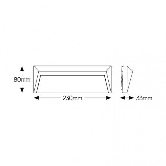 Απλίκα LED 1.6W 3000K 140lm 230x80 IP54 μαύρο - LOWP23080WDG