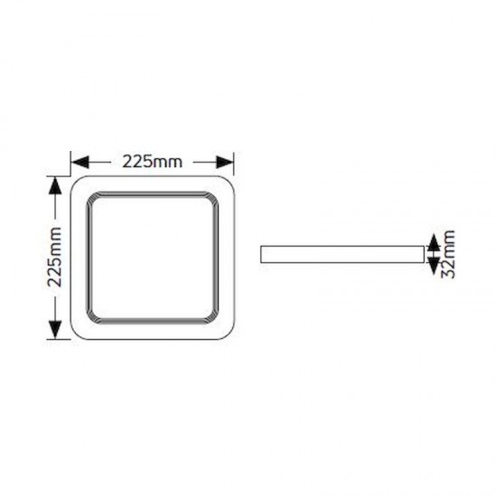 Επίτοιχο PL LED τετράγωνο 18W 4000K 1550lm 225x225mm - LPLAC18TS GEYER